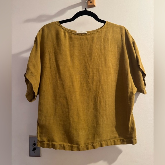 Black Crane Tops - Black Crane Mustard Yellow Linen Top